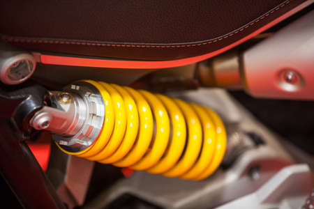 Close up shot of a motorcycle suspension.の写真素材