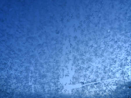Close up image of some icy flowers on a frozen window.