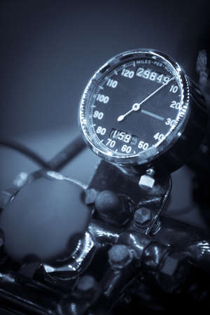 Close up shot with the speedometer of a vintage motorcycle.の写真素材