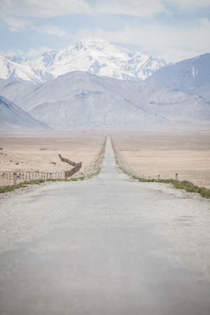 Color image of the Pamir Highway (M41) in Tajikistan.の写真素材