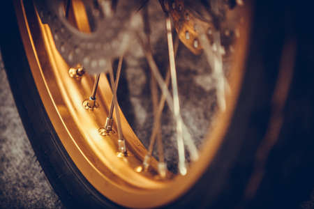 Color image of a motorcycle wheel.