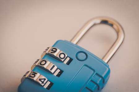 Close up shot of a padlock with numbers.の写真素材