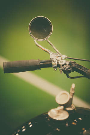 Close up of a vintage motorcycle rear view mirror.の写真素材