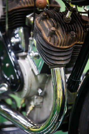 iClose up shot of V-Twin motorcycle engine.の写真素材