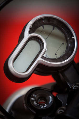 Close up shot with the digital speedometer of a motorcyle.の写真素材