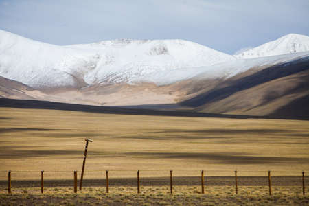 View of a snowy mountain range in Tajikistan.の写真素材