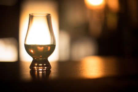 Close up shot of a Glencairn whisky glass.の写真素材