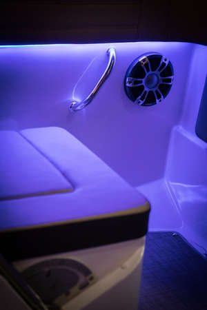 Image of some speakers inside a boat.