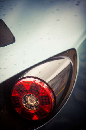 Color close up of a car's rear brake light.の写真素材