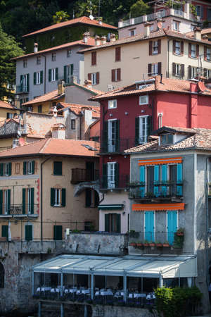 Old buildings on a hill in Varenna, by the Como lake, in Italy.の写真素材