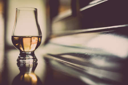 Close up shot of a Glencairn whisky glass.の写真素材