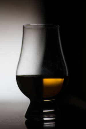 Close up shot of a Glencairn whisky glass.の写真素材