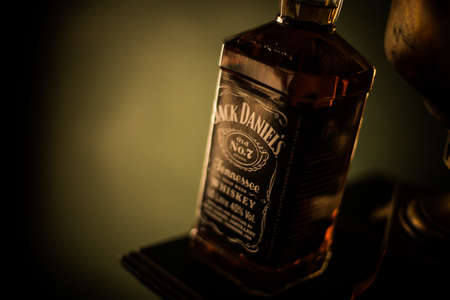 Bucharest Romania - February 16, 2020: Illustrative editorial shot a bottle of Jack Daniel's whiskey in Bucharest, Romania.のeditorial素材