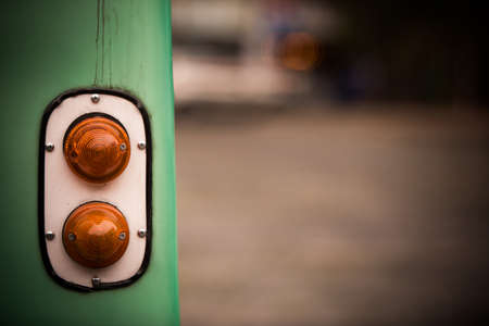 Close up shot of a vintage car rear turn signal.の写真素材
