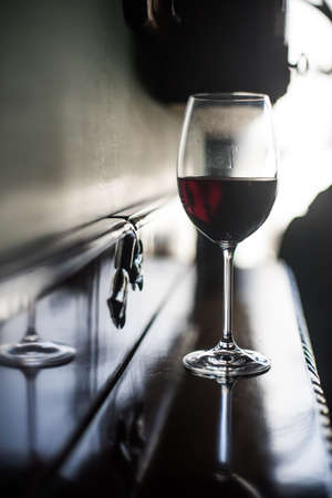 Close up shot of a glass of red wine.の写真素材