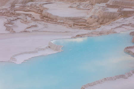 Image of the travertine terraces in Pamukkale, Turkey.の写真素材