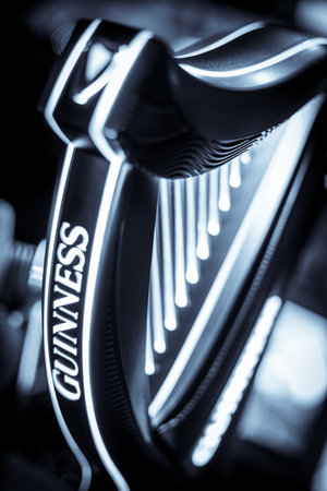 Bucharest, Romania - December 3, 2021: Illustrative editorial image of a Guinness beer tap displayed...