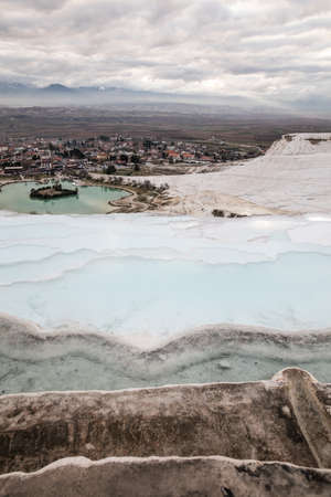 Image of the travertin terraces in Pamukkale, Turkey.の写真素材
