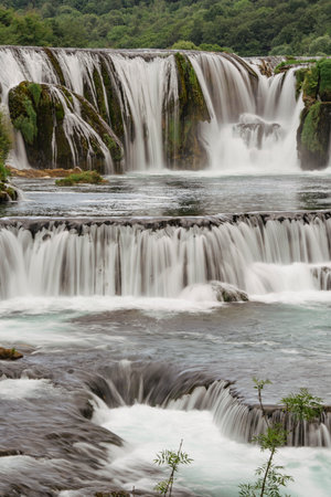 Una canyon with waterfalls cascade Strbacki buk in National Park Una near Kulen Vakuf, Bosnia and...