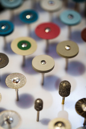 Mini drill circular disk set for manual engraving, cutting and polishing.の写真素材