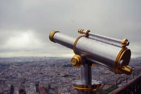 View of large city from towerの写真素材