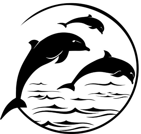 Jumping Dolphins Sceneのイラスト素材