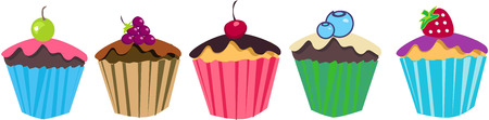 Cupcakes With fruits Colorfulのイラスト素材