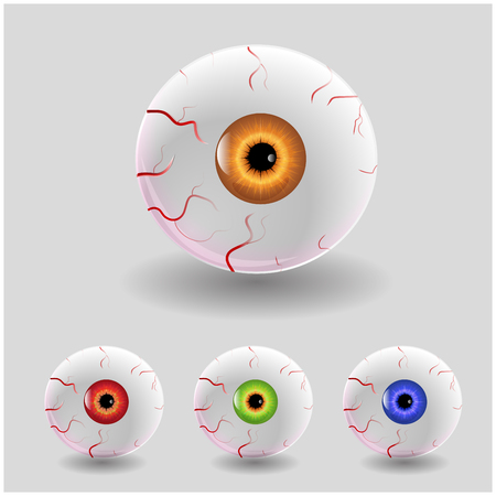 Set of Halloween Human Eyes, Eyeball with Veins Icon Symbol Design.のイラスト素材