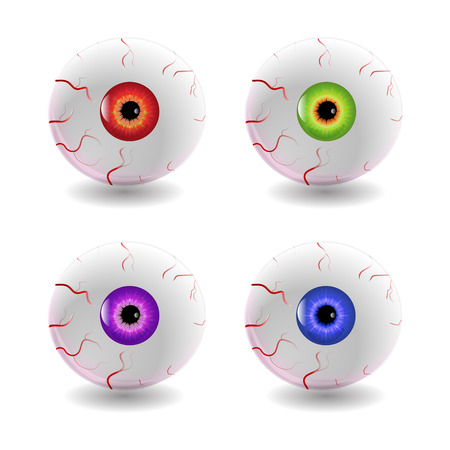 Set of Halloween Human Eyes, Eyeball with Veins Icon Symbol Design.のイラスト素材
