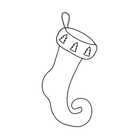 Empty Christmas Sock Outline Icon Symbol Design. Vector Christmas illustration isolated on white background. Vector illustration for Christmas, new year, decoration, winter holiday.のイラスト素材