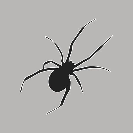 Spider Icon Symbol Design. Vector illustration of black spider isolated on gray background. Halloween graphic.のイラスト素材