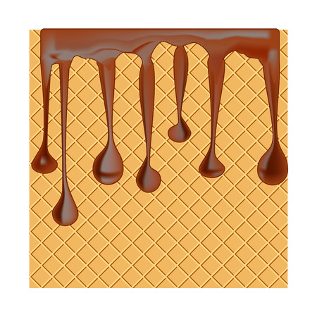 Square waffle with chocolate syrup iconのイラスト素材