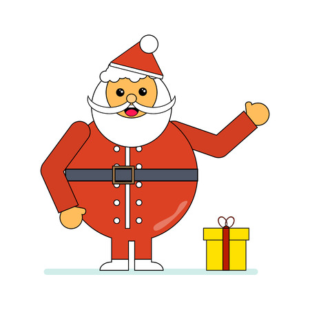 Santa Claus icon with yellow gift box.のイラスト素材