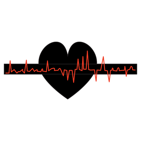 Heart Shape with Cardiogram vector illustration. Art design health medical heartbeat pulse. Abstract Heartbeat line ecg graphic element.のイラスト素材