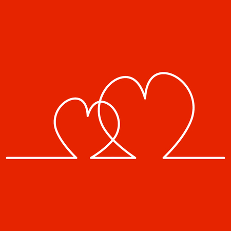 Continuous Line Two Hearts Shape for Valentine's Dayのイラスト素材