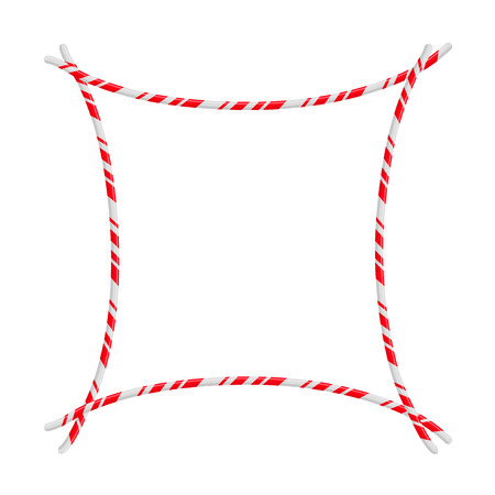 Candy Cane Frame Border. Vector christmas design isolated on white backgroundのイラスト素材
