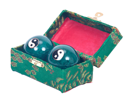 Chinese exercise balls separated ob white backgroundの写真素材