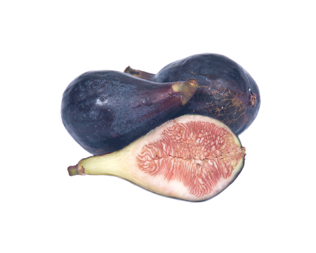 Fresh ripe organic figs isolated on white backgroundの写真素材