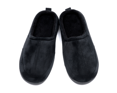 Warm, cozy and comfortable slippers isolated on white backgroundの写真素材
