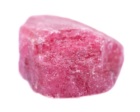 Rough gemmy red Rhodonite from Brazil isolated on white backgroundの写真素材