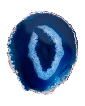 Polished multicolor agate slice isolated on white background