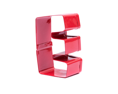 Letter E cookie cake molds cutting making DIY shape tools cookie, mold biscuit, food isolated on white backgroundの写真素材