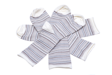 Jeans women's crew socks off white stripe color isolated on white backgroundの写真素材