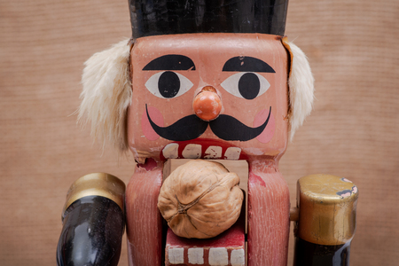 Colorful traditional antique vintage decorative figurine wooden soldier nutcracker.の写真素材