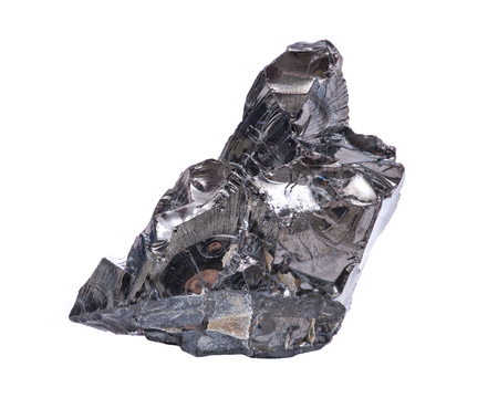 Rough lustrous elite Shungite from Russia isolated on white backgroundの写真素材