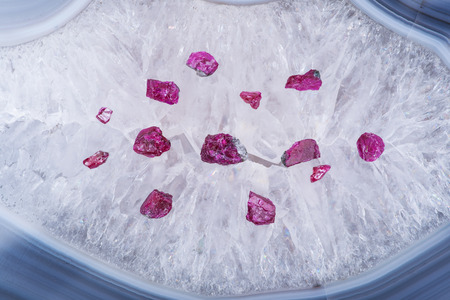 Top quality A grade small rough RUBY crystals from Tanzania on crystalline druzy center of Polished...