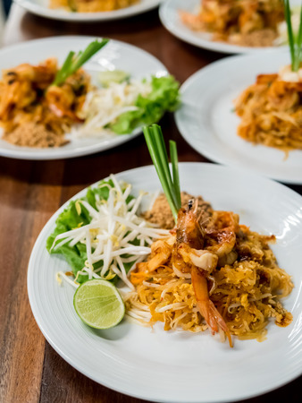 Thai Fried Noodles "Pad Thai" with shrimp and vegetablesの写真素材