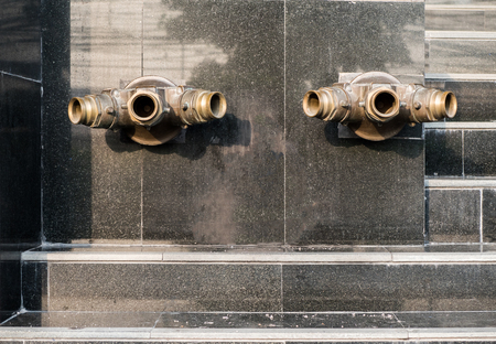 Wall mounted fire hydrant for emergency useの写真素材