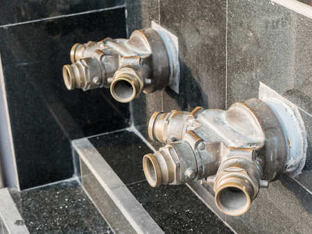 Wall mounted fire hydrant for emergency useの写真素材