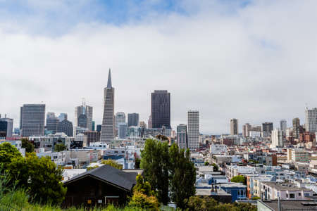 SAN FRANCISCO - June 29 2012: Aerial View of Skyline Downtown area of San Franciscoのeditorial素材